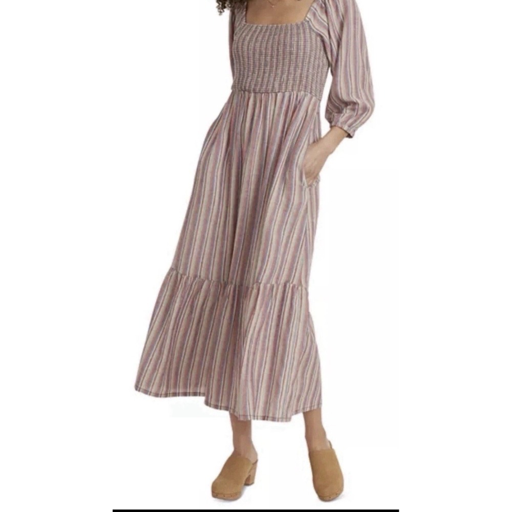 Marine Layer Striped Maxi Dress in Pink, Cream, Tan